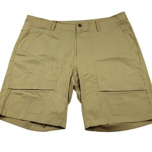 Lululemon 9" Weekender Mens Size 38 Khaki Cargo Shorts Utility Outdoor Casual